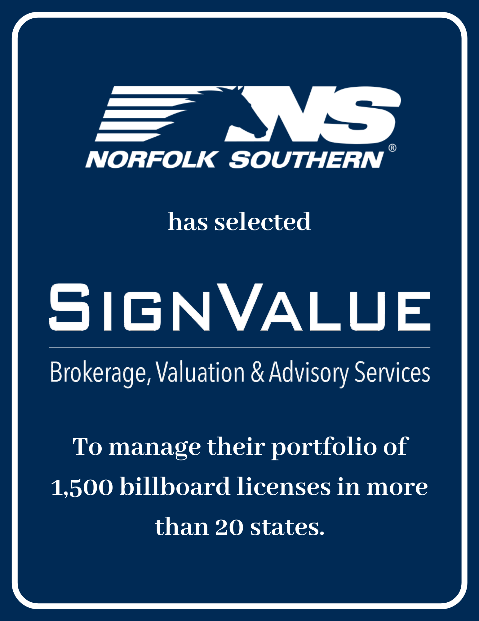 SignValue Selected to Manage Norfolk Southern’s Extensive Billboard Portfolio